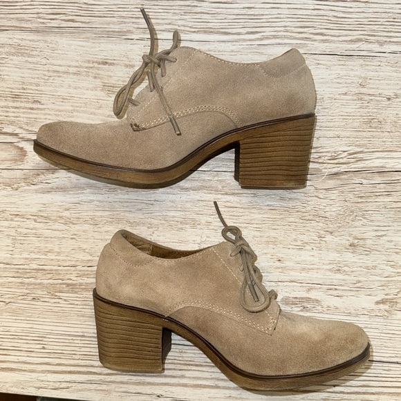 EuroSoft Womens Jules Oxfords Shoes with Block Heel Stone Taupe Suede Sz 6 - Picture 2 of 8